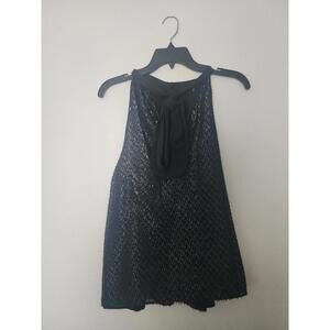 1 State Sequin Halter Neck Sleeveless Top with Tie Back Details Size M
